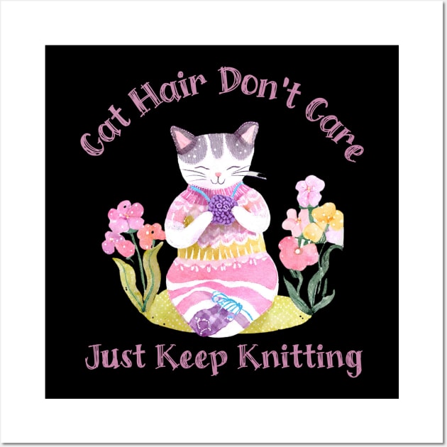 Original Cat Knitting Wall Art by Maison de Kitsch